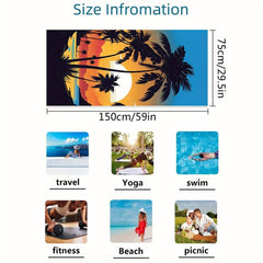 Sunset & Coconut Tree Print Beach Towel Soft Absorbent & Lightweight