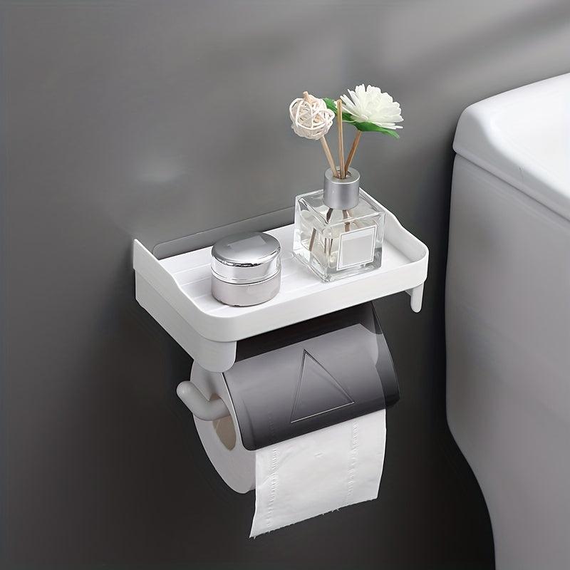 Toilet Paper Holder With Shelf Plastic Roll Paper Frame for Bathroom Toilet