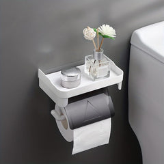 Toilet Paper Holder With Shelf Plastic Roll Paper Frame for Bathroom Toilet