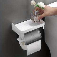 Toilet Paper Holder With Shelf Plastic Roll Paper Frame for Bathroom Toilet