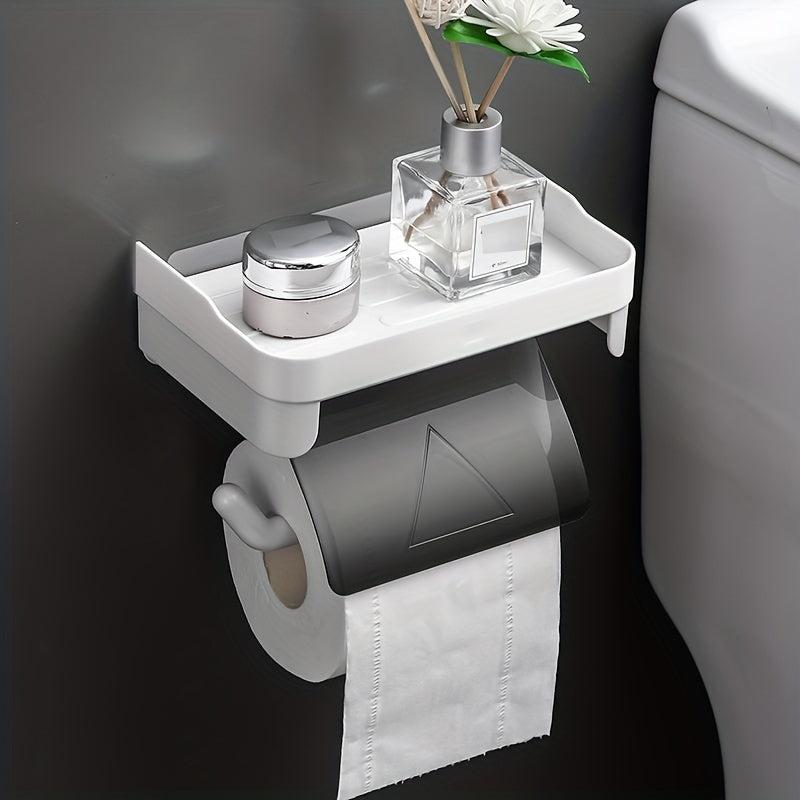 Toilet Paper Holder With Shelf Plastic Roll Paper Frame for Bathroom Toilet