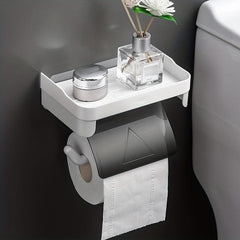 Toilet Paper Holder With Shelf Plastic Roll Paper Frame for Bathroom Toilet