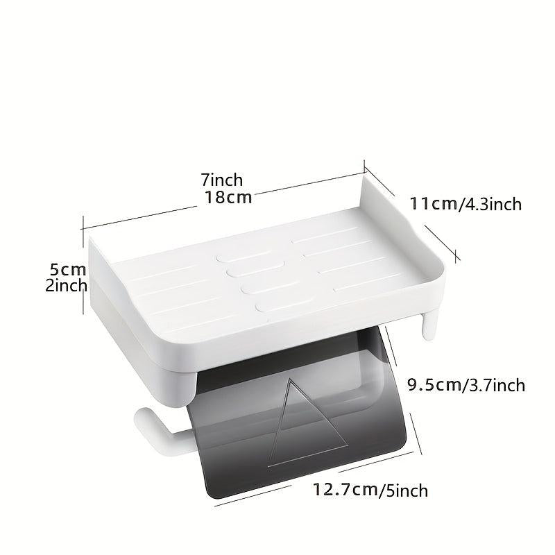 Toilet Paper Holder With Shelf Plastic Roll Paper Frame for Bathroom Toilet