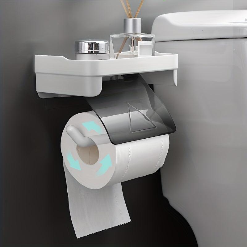 Toilet Paper Holder With Shelf Plastic Roll Paper Frame for Bathroom Toilet