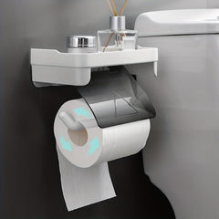 Toilet Paper Holder With Shelf Plastic Roll Paper Frame for Bathroom Toilet