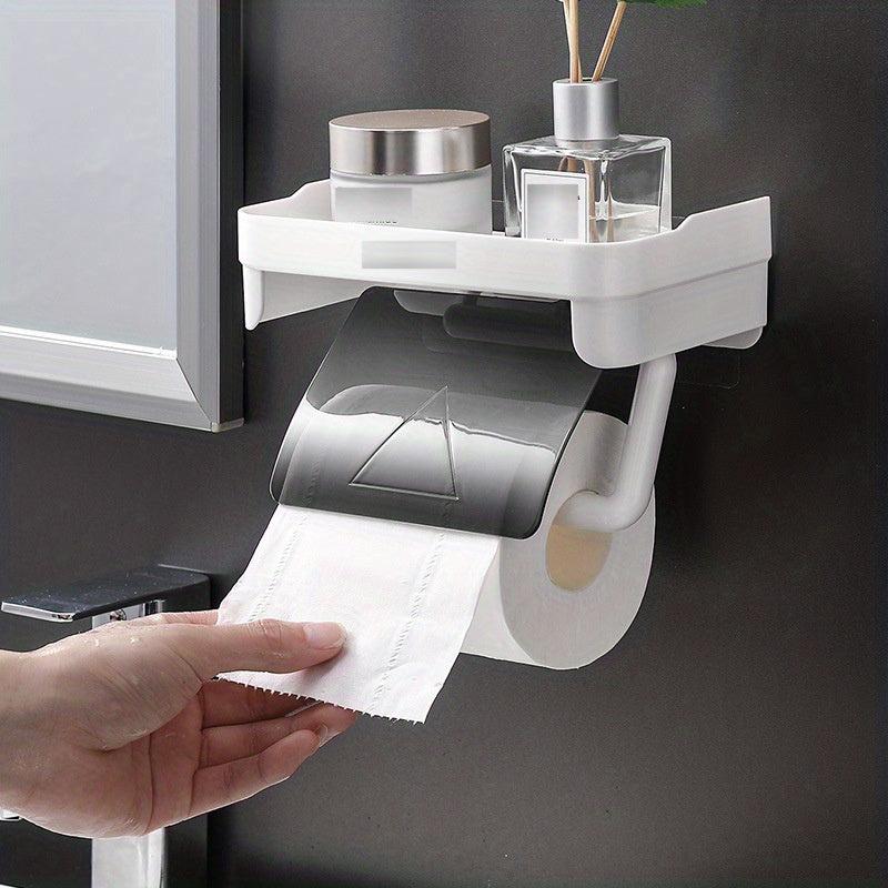 Toilet Paper Holder With Shelf Plastic Roll Paper Frame for Bathroom Toilet