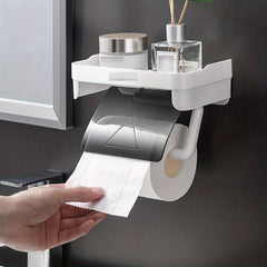Toilet Paper Holder With Shelf Plastic Roll Paper Frame for Bathroom Toilet