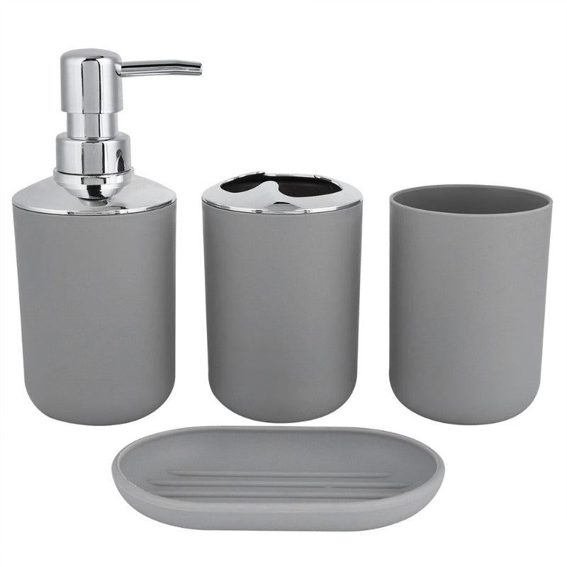 6pc Plastic Bathroom Set Soap Dispenser Toothbrush Holder Trash Can
