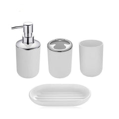 6pc Plastic Bathroom Set Soap Dispenser Toothbrush Holder Trash Can