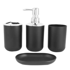 6pc Plastic Bathroom Set Soap Dispenser Toothbrush Holder Trash Can