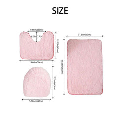 3pc Solid Bathroom Mats Set Non Slip Bathroom Rug Toilet U Shape Mat Toilet Lid