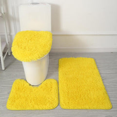 3pc Solid Bathroom Mats Set Non Slip Bathroom Rug Toilet U Shape Mat Toilet Lid