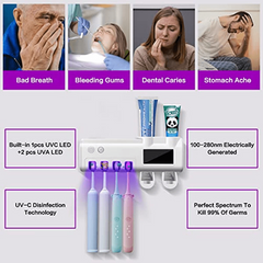 UV Toothbrush Sterilizer & Holder with Automatic Toothpaste Dispenser