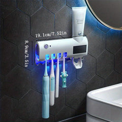 UV Toothbrush Sterilizer & Holder with Automatic Toothpaste Dispenser