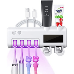 UV Toothbrush Sterilizer & Holder with Automatic Toothpaste Dispenser