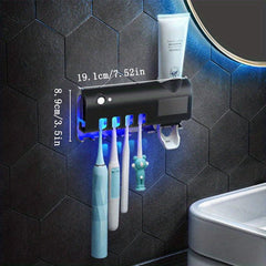 UV Toothbrush Sterilizer & Holder with Automatic Toothpaste Dispenser