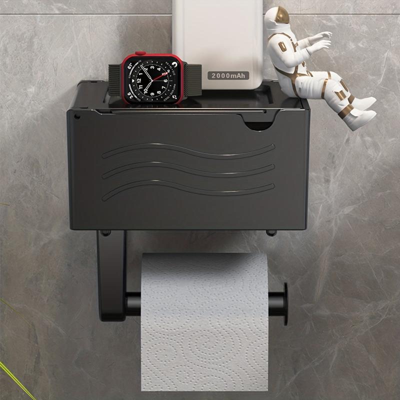 Toilet Roll Holder with Shelf Bathroom Tissue Storage Rack