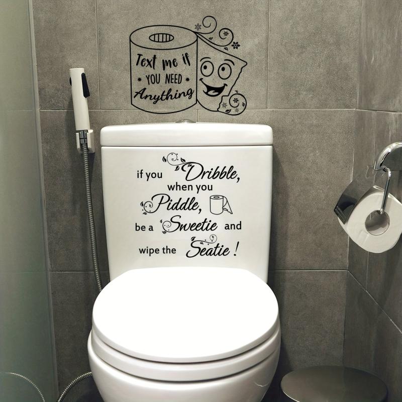 Toilet Rules Roll Paper Shape Sticker Bathroom Decoration Wall Decal
