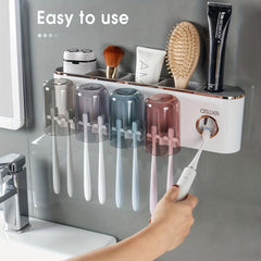 Toothbrush Holder with Dispenser Wall Mount Bathroom Decor
