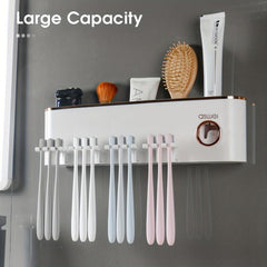 Toothbrush Holder with Dispenser Wall Mount Bathroom Decor