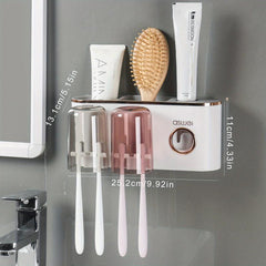 Toothbrush Holder with Dispenser Wall Mount Bathroom Decor