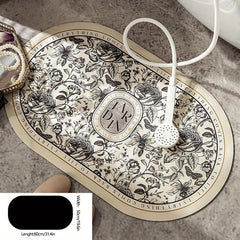 Retro Flower Pattern Bath Rug Soft Non Slip Quick Dry Bath Mat