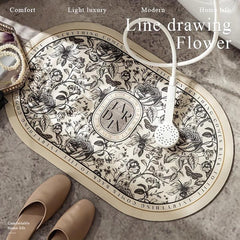 Retro Flower Pattern Bath Rug Soft Non Slip Quick Dry Bath Mat