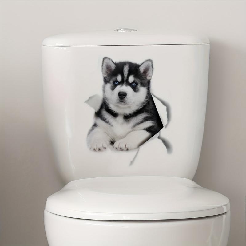 Waterproof Dog Toilet Sticker for Bathroom Decor