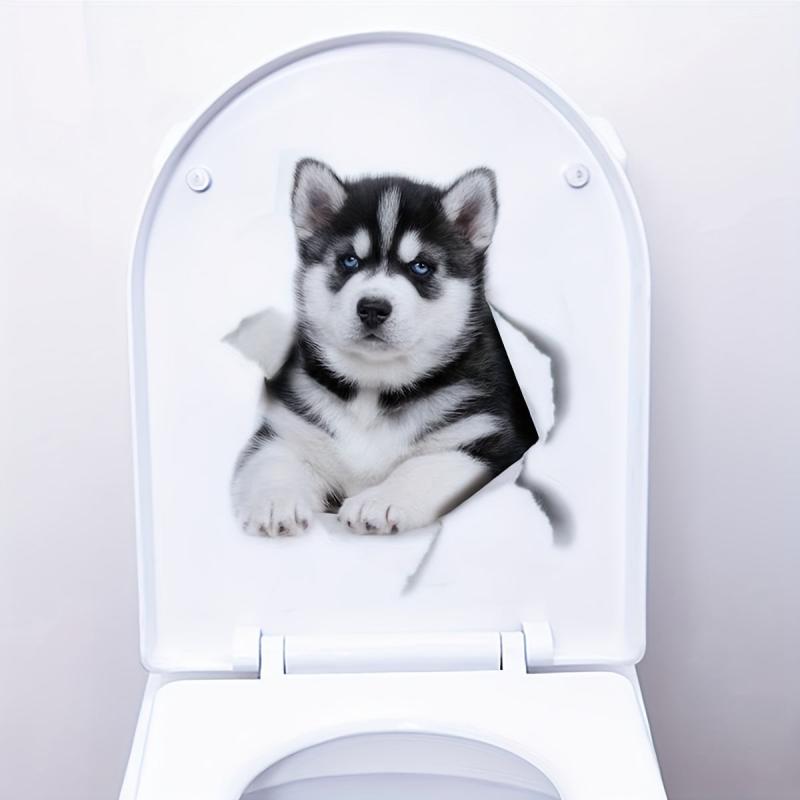 Waterproof Dog Toilet Sticker for Bathroom Decor