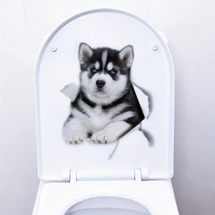 Waterproof Dog Toilet Sticker for Bathroom Decor