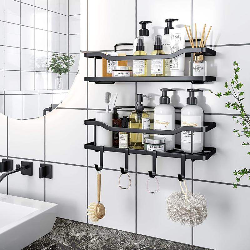 Adhesive Shower Rack Rustproof Stainless Steel Shower Organizer
