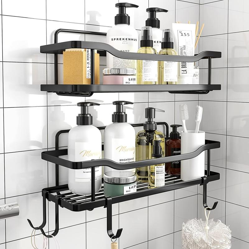 Adhesive Shower Rack Rustproof Stainless Steel Shower Organizer