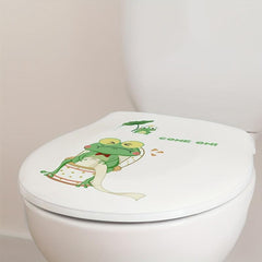 Cartoon Frog Toilet Lid Decal, Self-adhesive Tile Sticker, Home Accessories