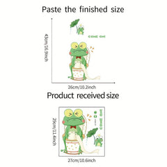 Cartoon Frog Toilet Lid Decal, Self-adhesive Tile Sticker, Home Accessories