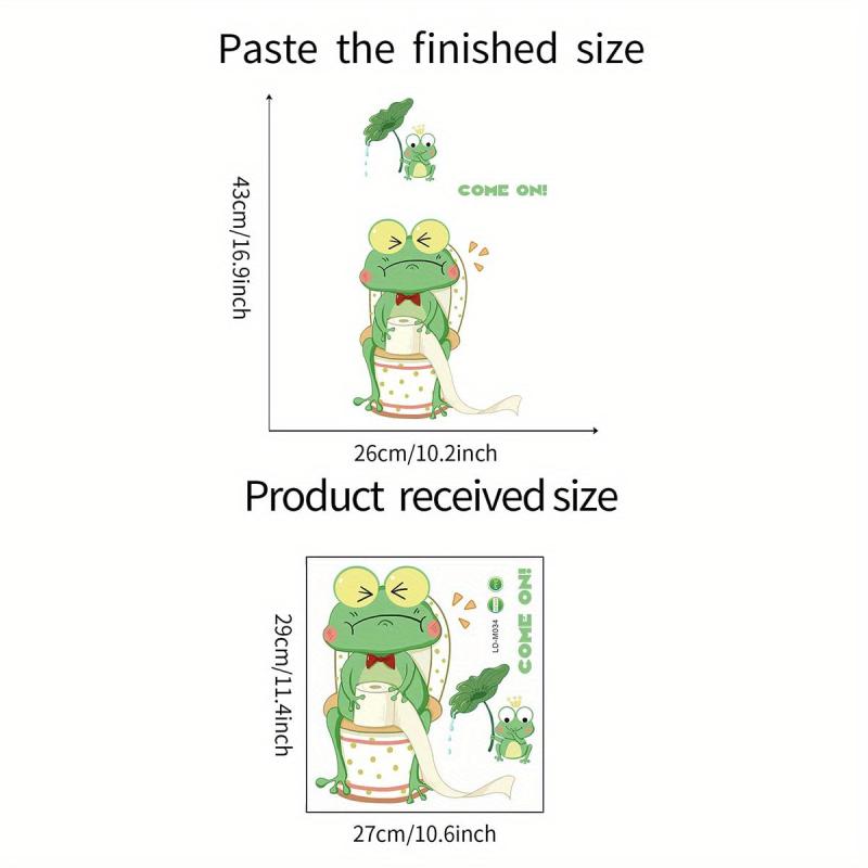 Cartoon Frog Toilet Lid Decal, Self-adhesive Tile Sticker, Home Accessories