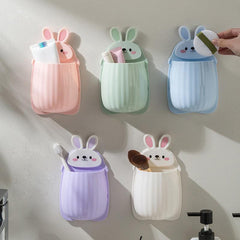 Rabbit Makeup Brush Storage Box Wall Mounted Toothbrush Holder