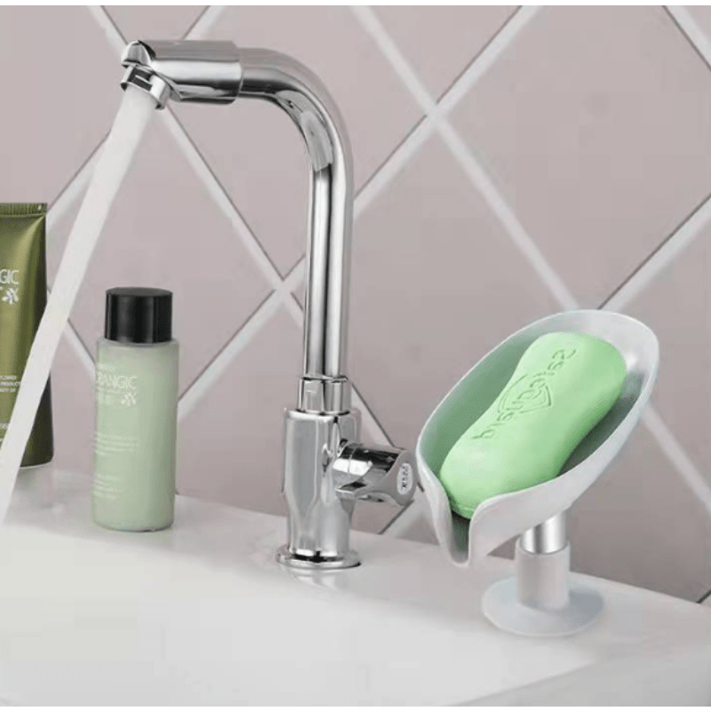 Leaf Shaped Soap Dish Suction Cup Holder Bathroom Soap Rack