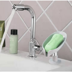 Leaf Shaped Soap Dish Suction Cup Holder Bathroom Soap Rack