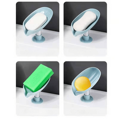 Leaf Shaped Soap Dish Suction Cup Holder Bathroom Soap Rack