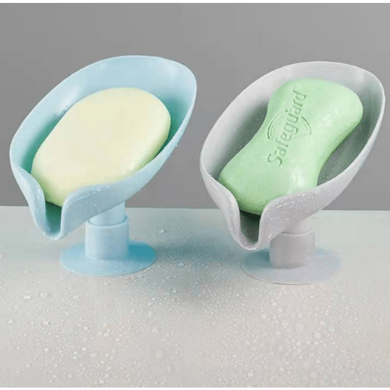Leaf Shaped Soap Dish Suction Cup Holder Bathroom Soap Rack