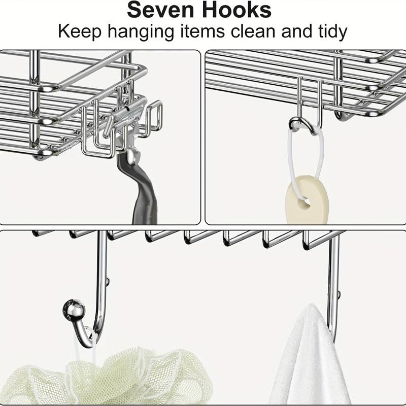 3pcs Shower Caddy Wall Mounted Adhesive Stainless Steel Shower Organizer