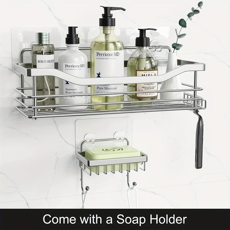 3pcs Shower Caddy Wall Mounted Adhesive Stainless Steel Shower Organizer