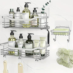3pcs Shower Caddy Wall Mounted Adhesive Stainless Steel Shower Organizer
