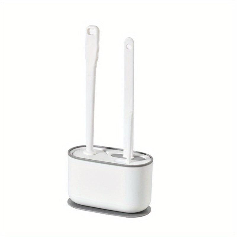 3-Piece Toilet Brush Set with Holder, Wall-Mounted Brush, Floor-Standing