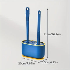 3-Piece Toilet Brush Set with Holder, Wall-Mounted Brush, Floor-Standing