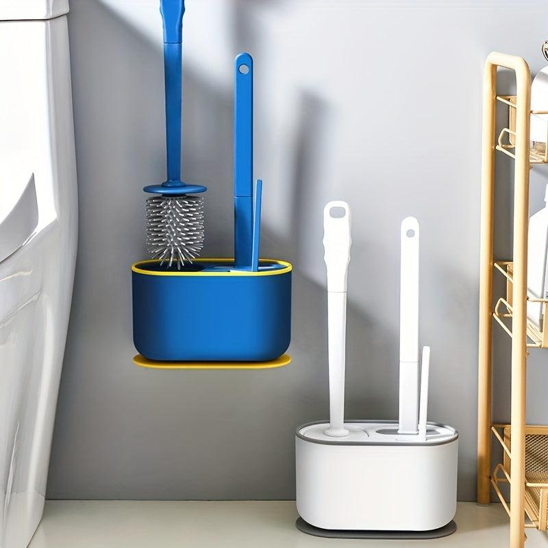 3-Piece Toilet Brush Set with Holder, Wall-Mounted Brush, Floor-Standing
