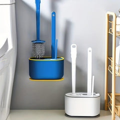 3-Piece Toilet Brush Set with Holder, Wall-Mounted Brush, Floor-Standing