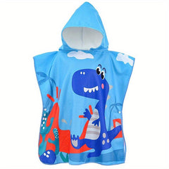 Kids Hooded Bathrobe Microfiber Cloak Towel Girls Boys 2-8 Years