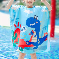 Kids Hooded Bathrobe Microfiber Cloak Towel Girls Boys 2-8 Years