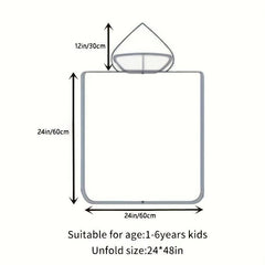 Kids Hooded Bathrobe Microfiber Cloak Towel Girls Boys 2-8 Years